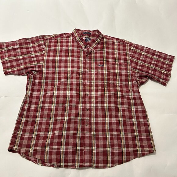 Ralph Lauren Chaps Shirt Mens 3XB Red Plaid Short Sleeve Button Up Adult Big 3X - Picture 1 of 14